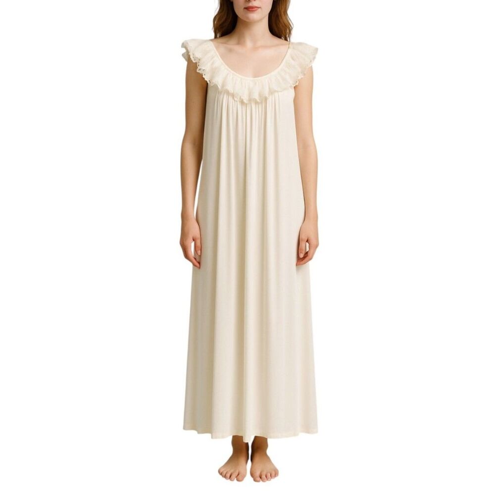 Jolie Two Vintage 90s Nightgown with Sheer Ruffle Lace Trim | Size Medium